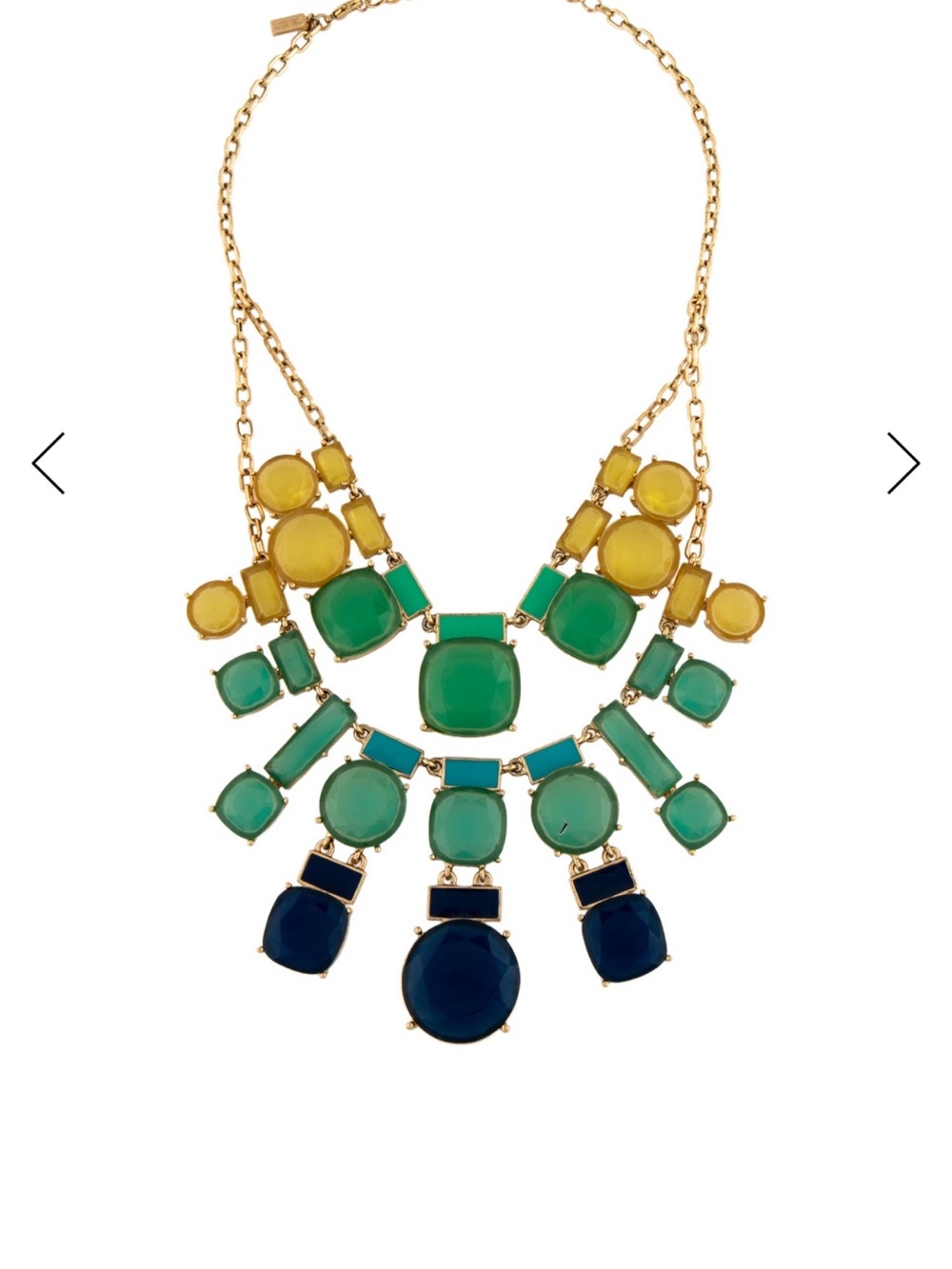 Kate Spade Tiered Statement Bib Necklace in Green, Yellow & Blue